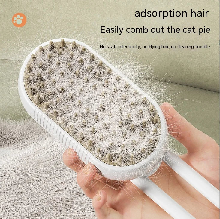 Electric Pet Spray Comb for Cats and Dogs: One-Touch Spray, Anti-Static Hair Removal and Massage Brush for Cleaning and Massaging